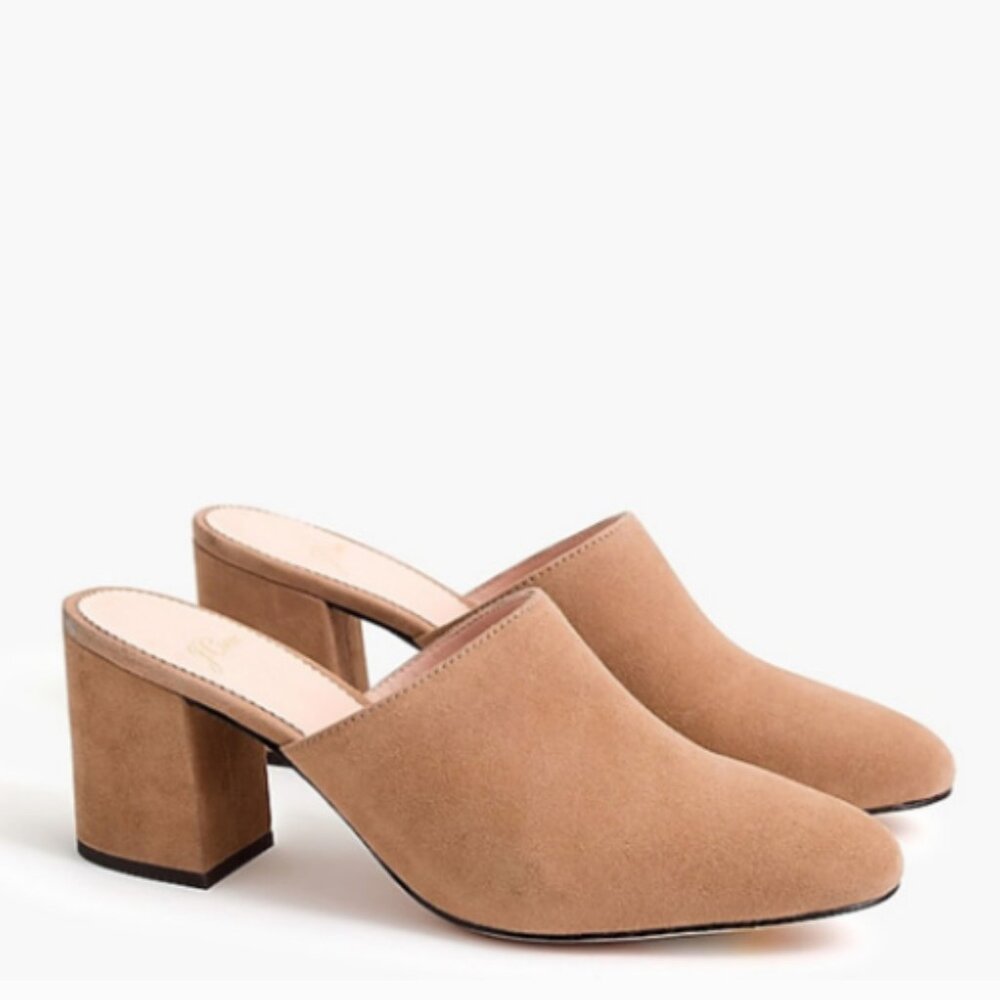 High block -heel mules in suede